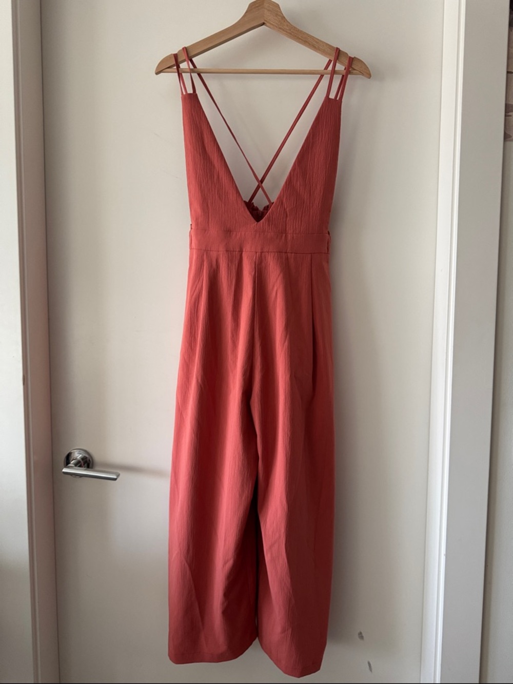 Pink Martini Ella Jumpsuit Salmon Wide Leg Strappy Back XS